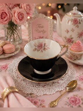 VINTAGE RARE &Exotic Limited Edition ELIZABETHAN STAFFORDSHIRE Floral Teacup Set
